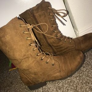 Tan combat boots